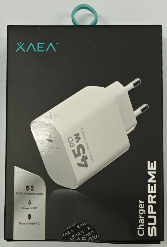CARGADOR X-004 PD + CABLE TIPO C A TIPO C -SUPREME - XAEA - BLANCO
