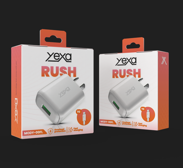 CARGADOR 220V 4.8A RUSH 1USB + CABLE TIPO C MODY-00FL - YEXA - BLANCO