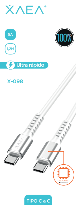 CABLE TIPO C -TIPO C /PD-100W  X-098 - XAEA BLANCO