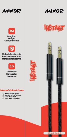 AUX CABLE 3,5 MODM-B01 - INSTANTE - MIXOR - RED