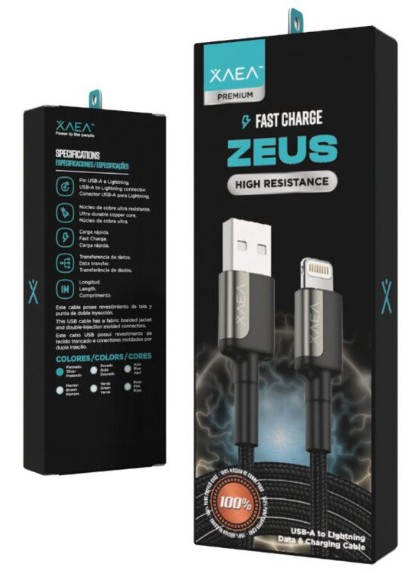 CABLE USB LIGHTNING MODX-104C - ZEUS - XAEA - PLATEADO